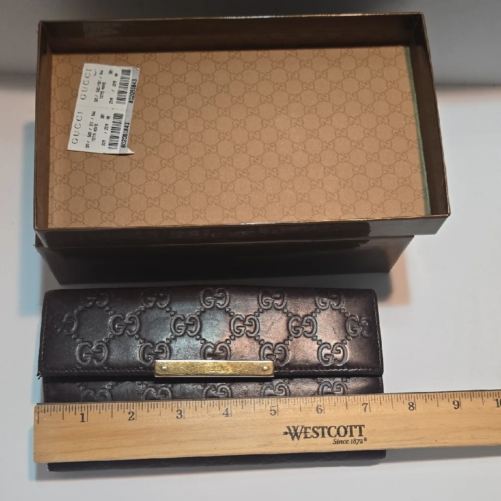 Gucci Dark Brown Embossed Leather Wallet - Picture 12 of 16